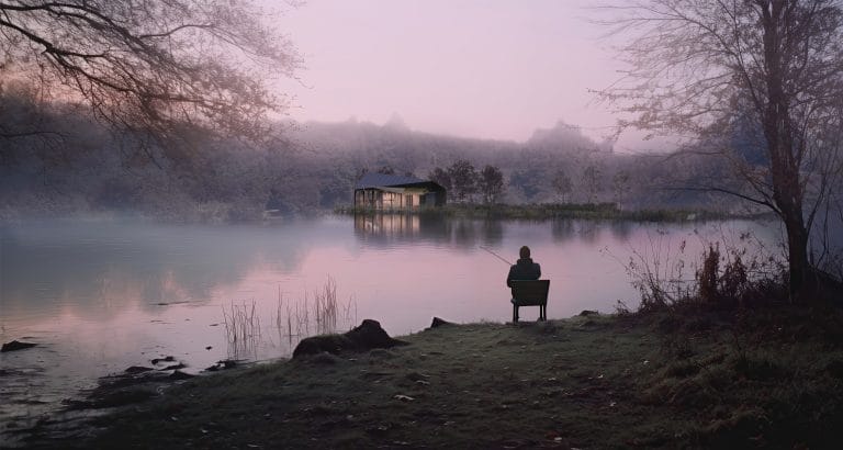 Visualisation view across the Lake of the landscape regeneration proposal for Pilsworth Lake near Manchester